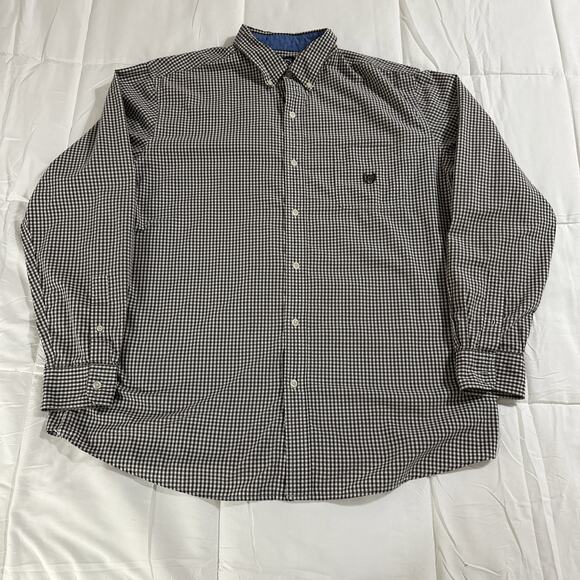 Ralph Lauren Chaps Men’s Button Down Shirt XL Brown White Gingham Check - Picture 1 of 14